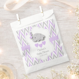 Sachets En Papier Baby shower Eléphant mou et gris