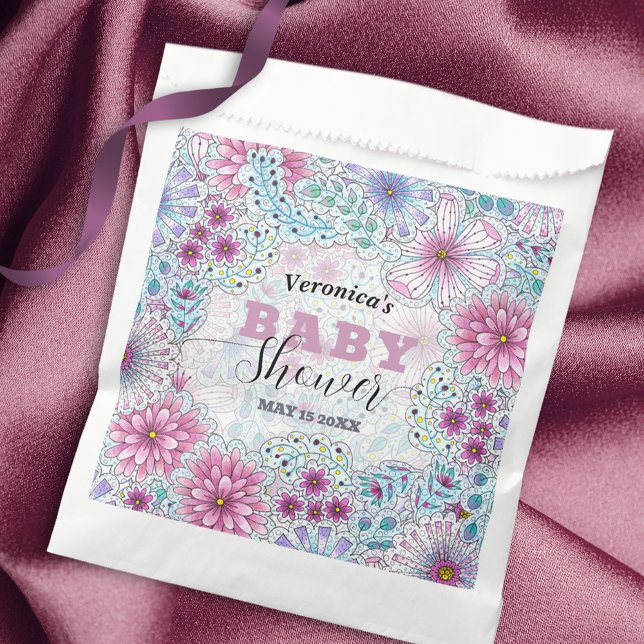 Sachets En Papier Baby shower enchanteur de fleurs de prairie bohème (Créateur téléchargé)