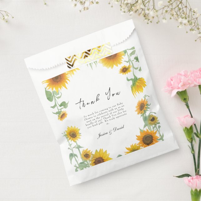 Sachets En Papier Baby shower ensoleillé de tournesol jaune élégant (Scellé)