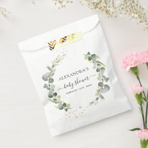 Sachets En Papier Baby Shower Eucalyptus Végétal Bohème Rustique