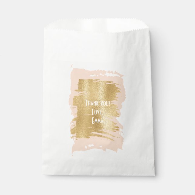 Sachets En Papier Baby shower Favoriser Sac "Classique Rose/Or" (Devant)