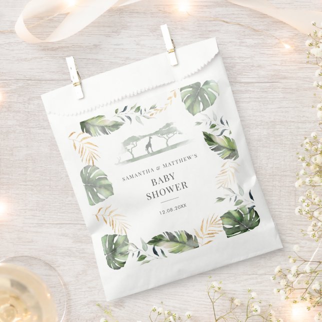 Sachets En Papier Baby shower Feuille Palm Safari Couples (Coupé)