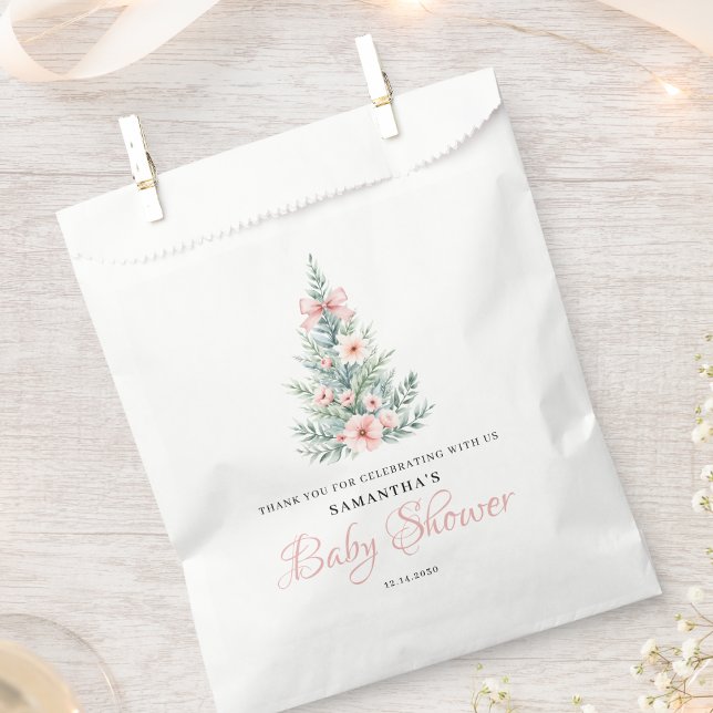 Sachets En Papier Baby shower fille de Noël rose d'hiver (Créateur téléchargé)