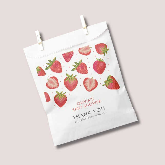 Sachets En Papier Baby shower Filles fraises (Strawberry baby shower favor bag)