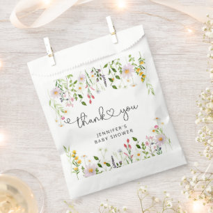 Sachets En Papier Baby shower fleur sauvage aquarelle merci
