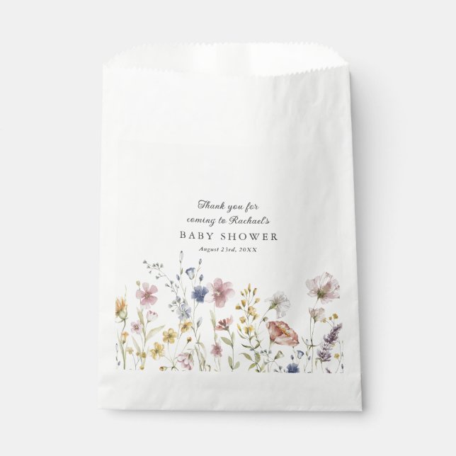 Sachets En Papier Baby shower Fleur sauvage Boho Fresh (Devant)