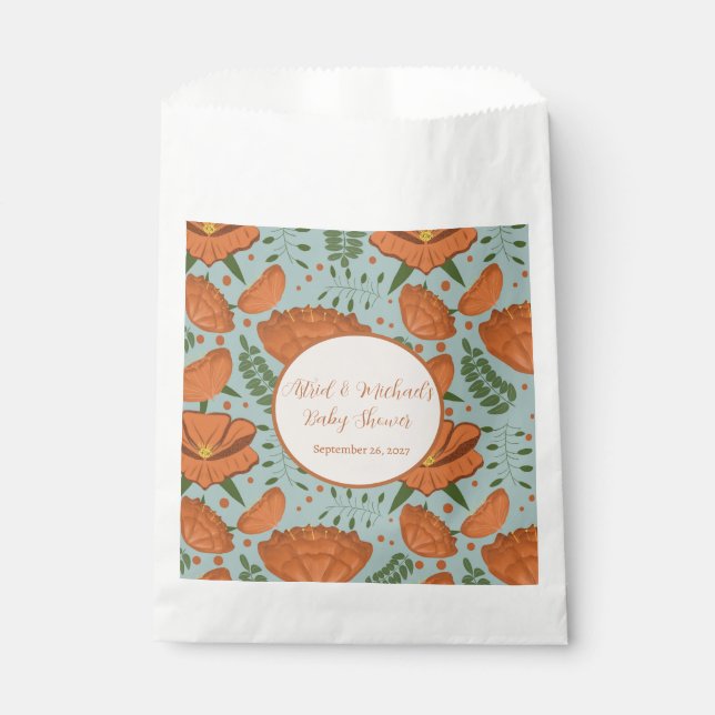 Sachets En Papier Baby shower fleur sauvage Orange Poppy (Devant)