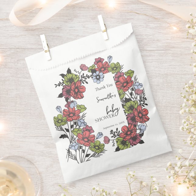 Sachets En Papier Baby shower Fleur sauvage Pastel coloré (Coupé)