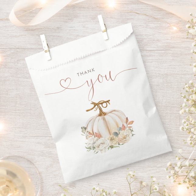 Sachets En Papier Baby shower Floral Citrouille d'automne (Coupé)