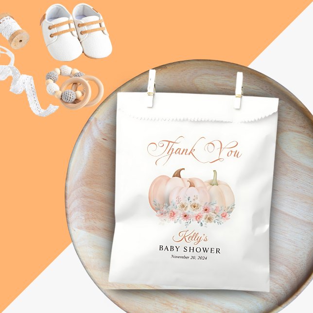 Sachets En Papier Baby shower Floral Citrouille doux (Créateur téléchargé)