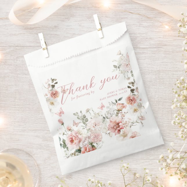 Sachets En Papier Baby shower floral rose papillon flottant par (Coupé)