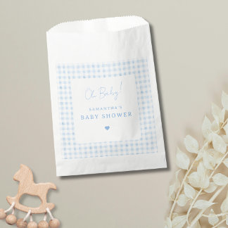 Sachets En Papier Baby-Shower Garçon Aquarelle Bohème à Carreaux Ble