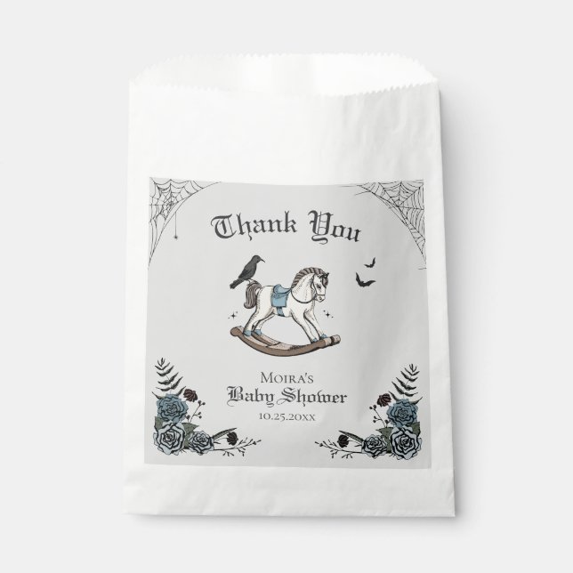 Sachets En Papier Baby shower gothique Cheval Rocheux Gris tendre (Devant)
