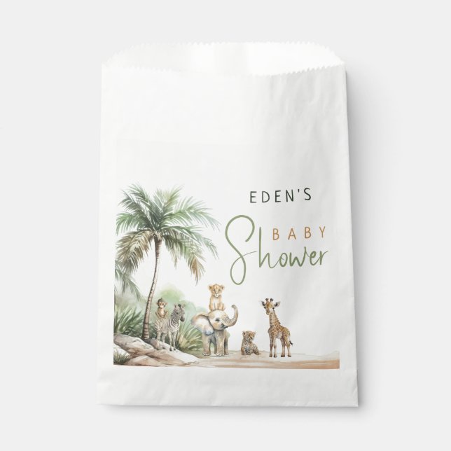 Sachets En Papier Baby shower Jungle Safari Animaux (Devant)