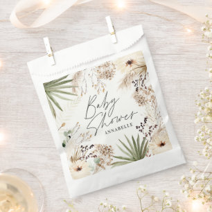 Sachets En Papier Baby shower merci pampas moderne herbe feuillage