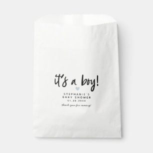 Sachets En Papier Baby shower moderne de coeur bleu