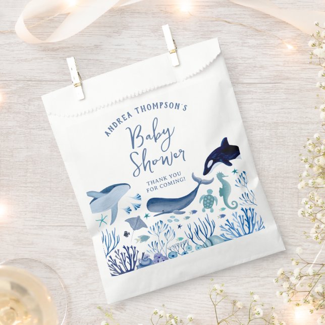 Sachets En Papier Baby shower moderne Under the Sea pour garçons (Coupé)