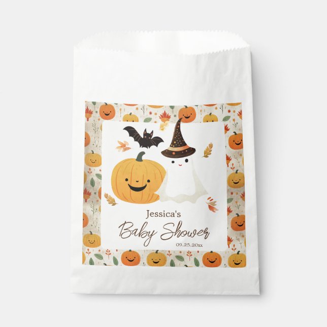 Sachets En Papier Baby shower Motif de Little Boo Halloween (Devant)