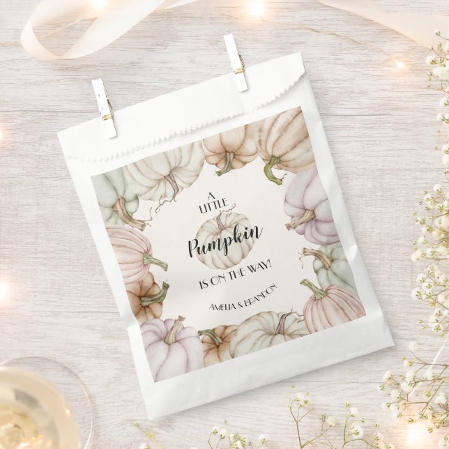 Sachets En Papier Baby shower neutre Citrouille blanc (Coupé)
