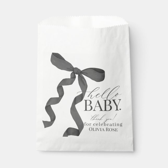 Sachets En Papier Baby shower noir Coquette Bow Girl Dessert (Devant)