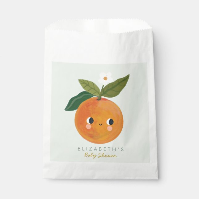 Sachets En Papier Baby shower orange de Little Cutie (Devant)