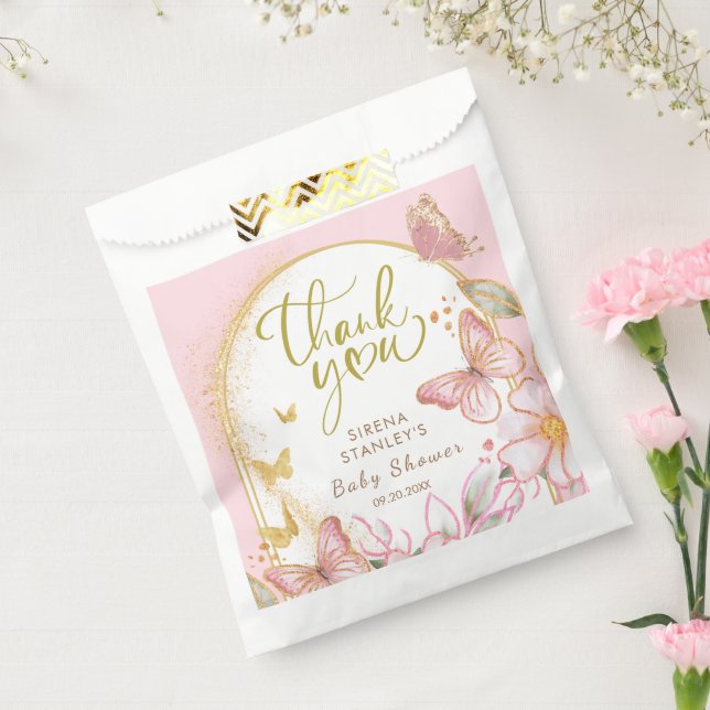 Sachets En Papier Baby shower papillon Fille Merci Favoriser les sac (Scellé)