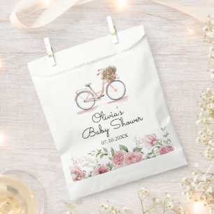 Sachets En Papier Baby shower pour fille à vélo Vintage rose mou