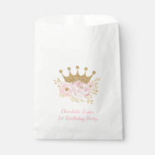 Sachets En Papier Baby shower princesse de Couronne rose pâle