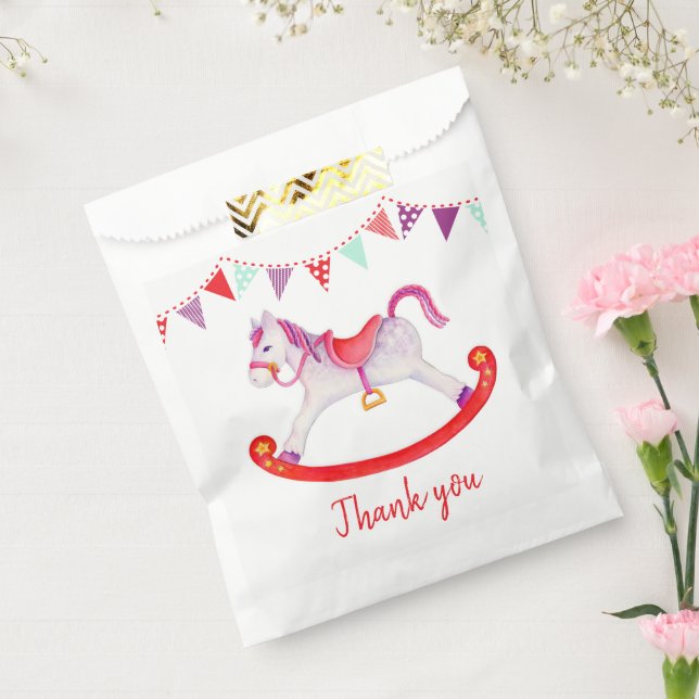 Sachets En Papier Baby shower rocking cheval aquarelle art (Scellé)