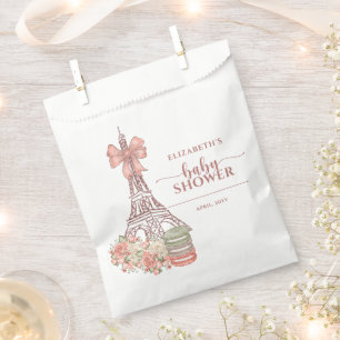 Sachets En Papier Baby shower romantique French Pink Bow Paris