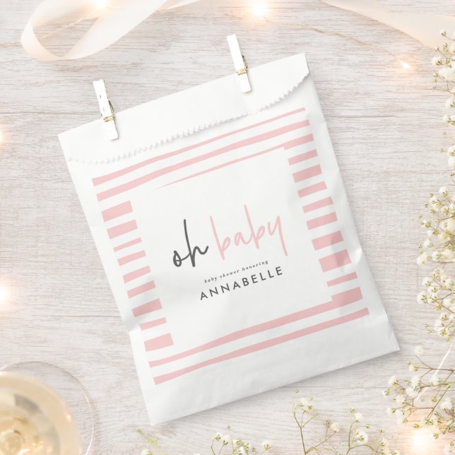 Sachets En Papier Baby shower rose fille typographie moderne sac de  (Coupé)