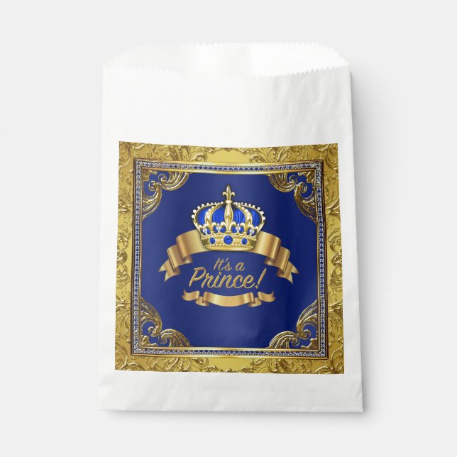 Sachets En Papier Baby shower Royal Blue Gold (Devant)