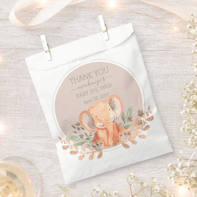 Sachets En Papier Baby shower Safari Elephant Aquarelle (Coupé)
