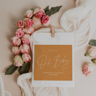Sachets En Papier Baby shower script moderne audacieux orange invité