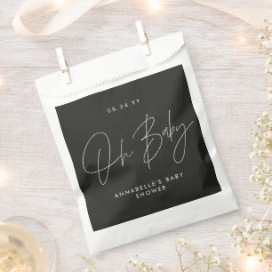 Sachets En Papier Baby shower script moderne bold noir invité