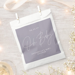Sachets En Papier Baby shower script moderne lilas violet lavande
