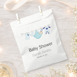 Sachets En Papier Baby shower simple bleu mou