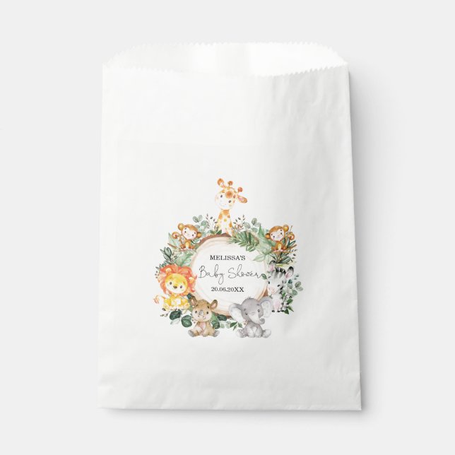 Sachets En Papier Baby shower tendance Jungle Safari Animaux (Devant)