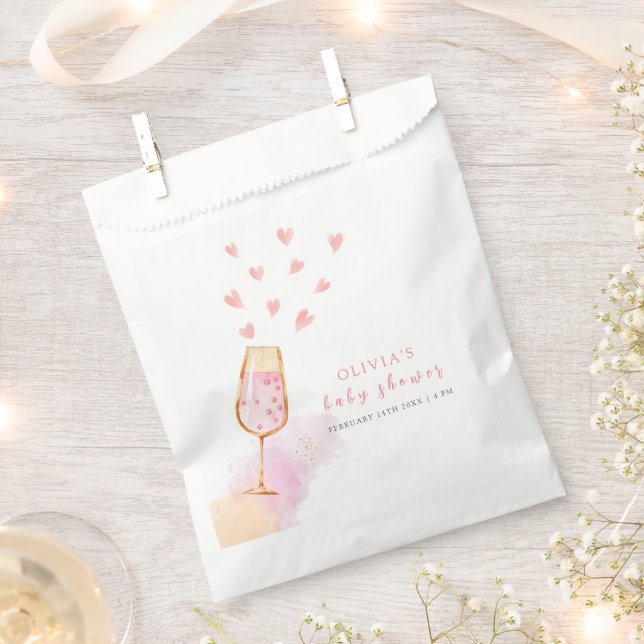 Sachets En Papier Baby shower Valentines de Champagne Roses (Coupé)