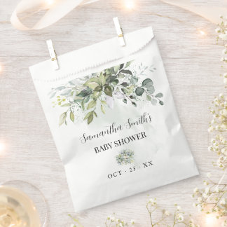 Sachets En Papier Baby shower vert Eucalyptus