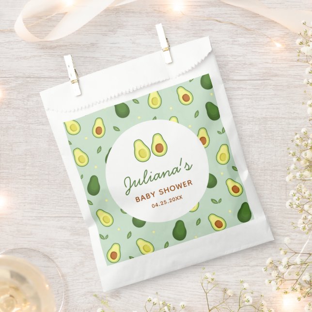 Sachets En Papier Baby shower vert Saint-Guacamole Avocado (Coupé)