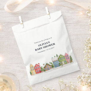 Sachets En Papier Baby shower Village enneigé hivernal