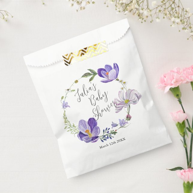 Sachets En Papier Baby shower violet fleur sauvage (Scellé)