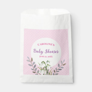 Sachets En Papier Baby shower White Snowdrops Pois roses
