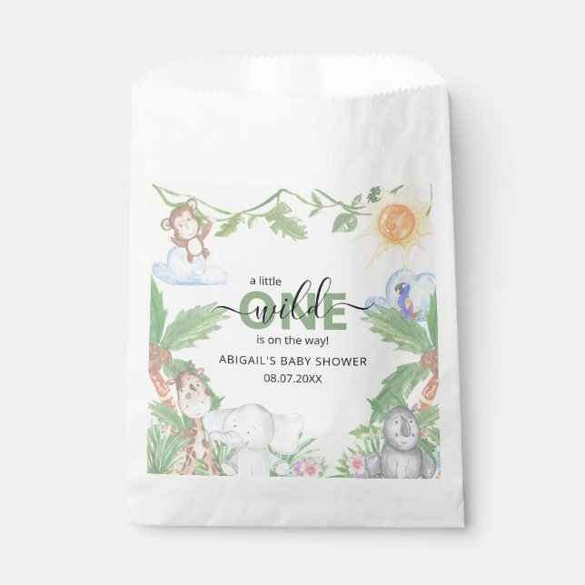 Sachets En Papier Baby shower Wild One Safari serviettes (Devant)