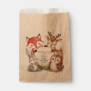 Sachets En Papier Baby shower Woodland personnalisé Bêtes Animaux