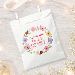 Sachets En Papier Bain de bébé fille coccinelle fleur sauvage