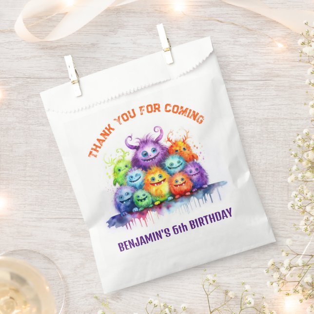 Sachets En Papier Balises Favoriser les monstres mignons Anniversair (Coupé)