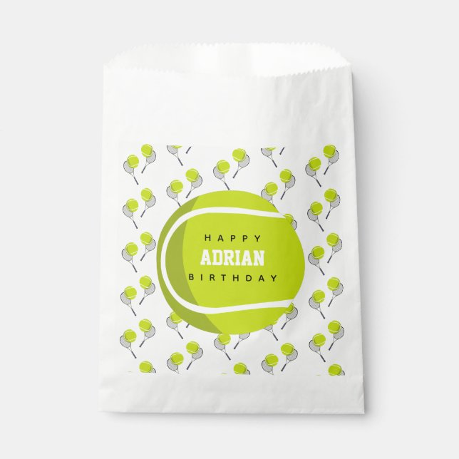 Sachets En Papier Balle de Tennis & Raquette Raquette Anniversaire (Devant)