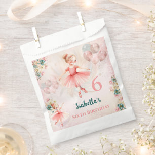 Sachets En Papier Ballerina Blond rose Turquoise Floral Fille Annive